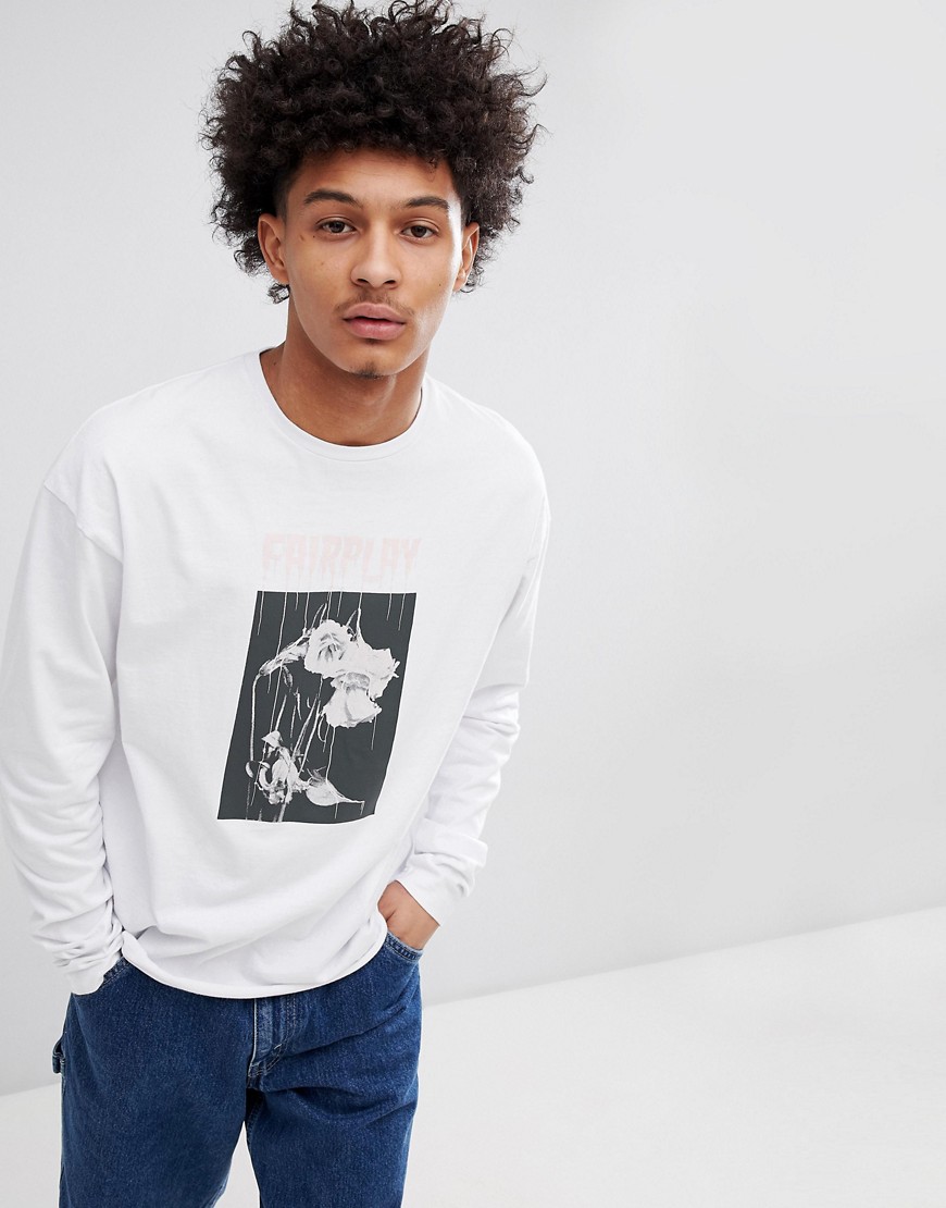 Fairplay Ends Long Sleeve T-Shirt In White