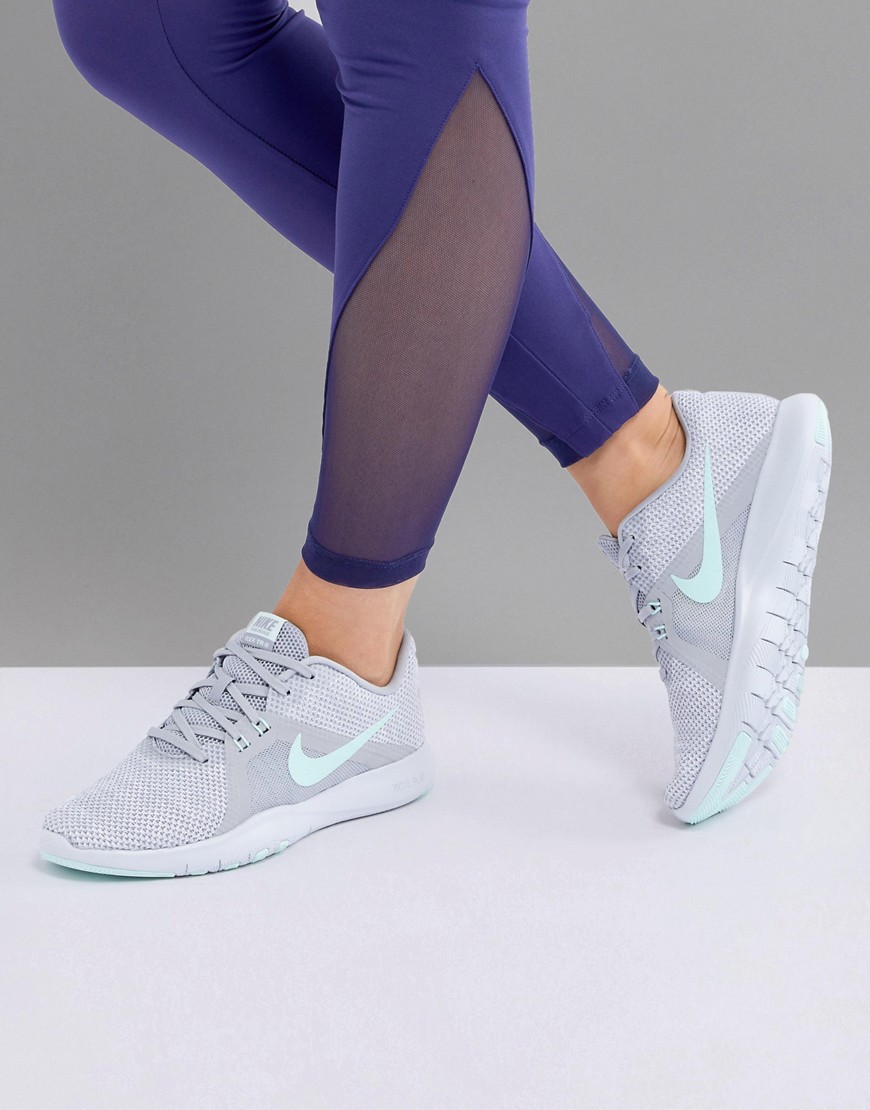 Nike Training Flex Trainers In Grey With Mint Swoosh - Grey