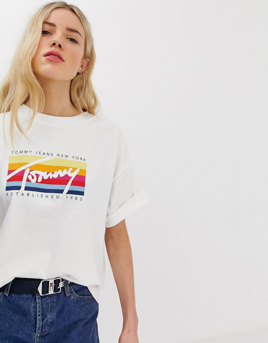 Tommy Jeans rainbow script logo oversized t-shirt
