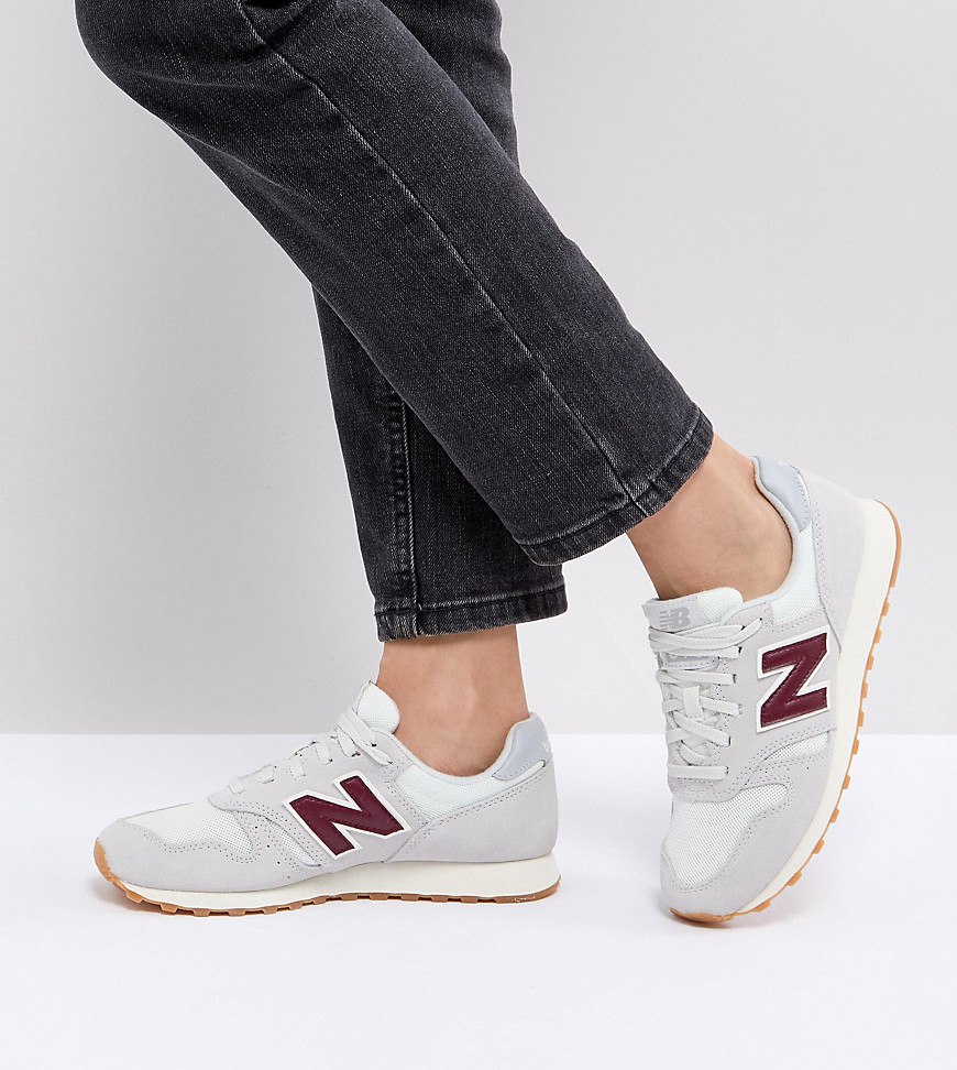 New Balance 373 Suede Trainers In Off White And Burgundy - White