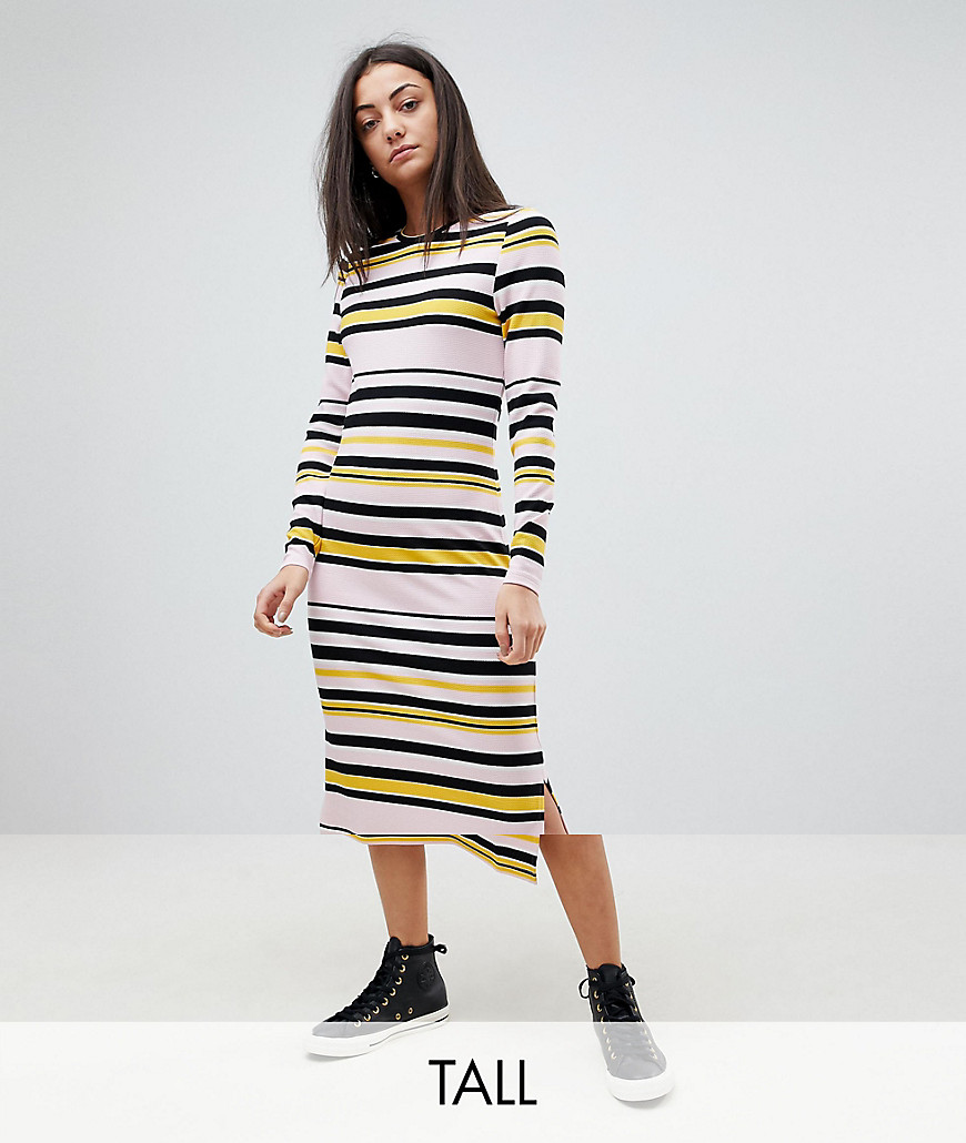 Noisy May Tall Striped Midi Dress - Multi