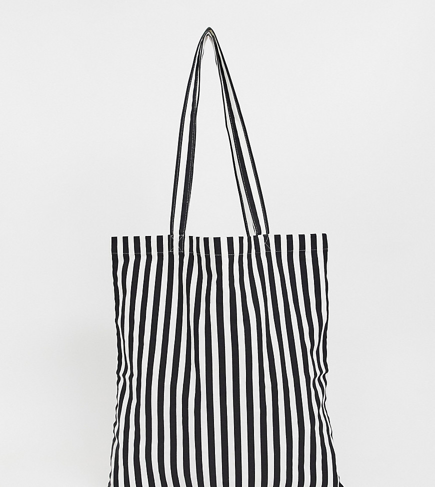 Monki stripe tote bag in black and white - Multi