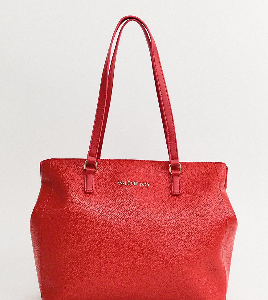 Valentino by Mario Valentino tumbled black soft tote bag in red