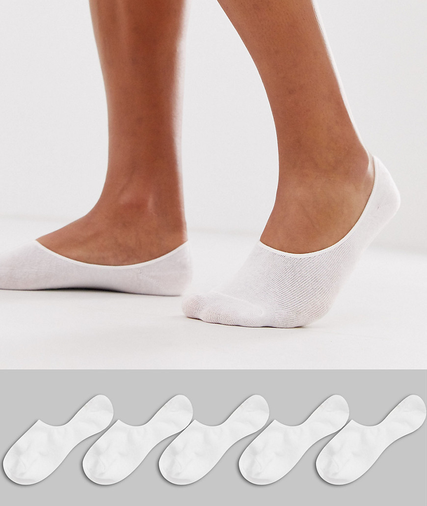 Brave Soul invisible socks 5 pack in white