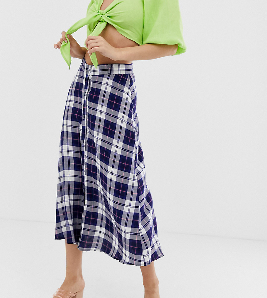 Wednesday's Girl button front midi skirt in check