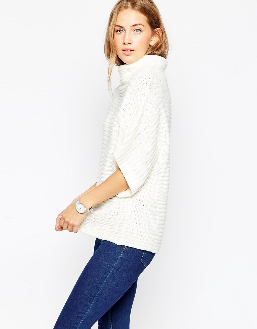 ASOS Cape In Horizontal Rib With Grown On Neck