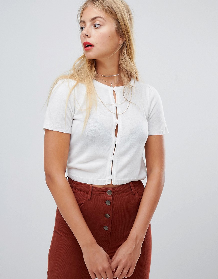 Emory Park button front crop top in fine knit