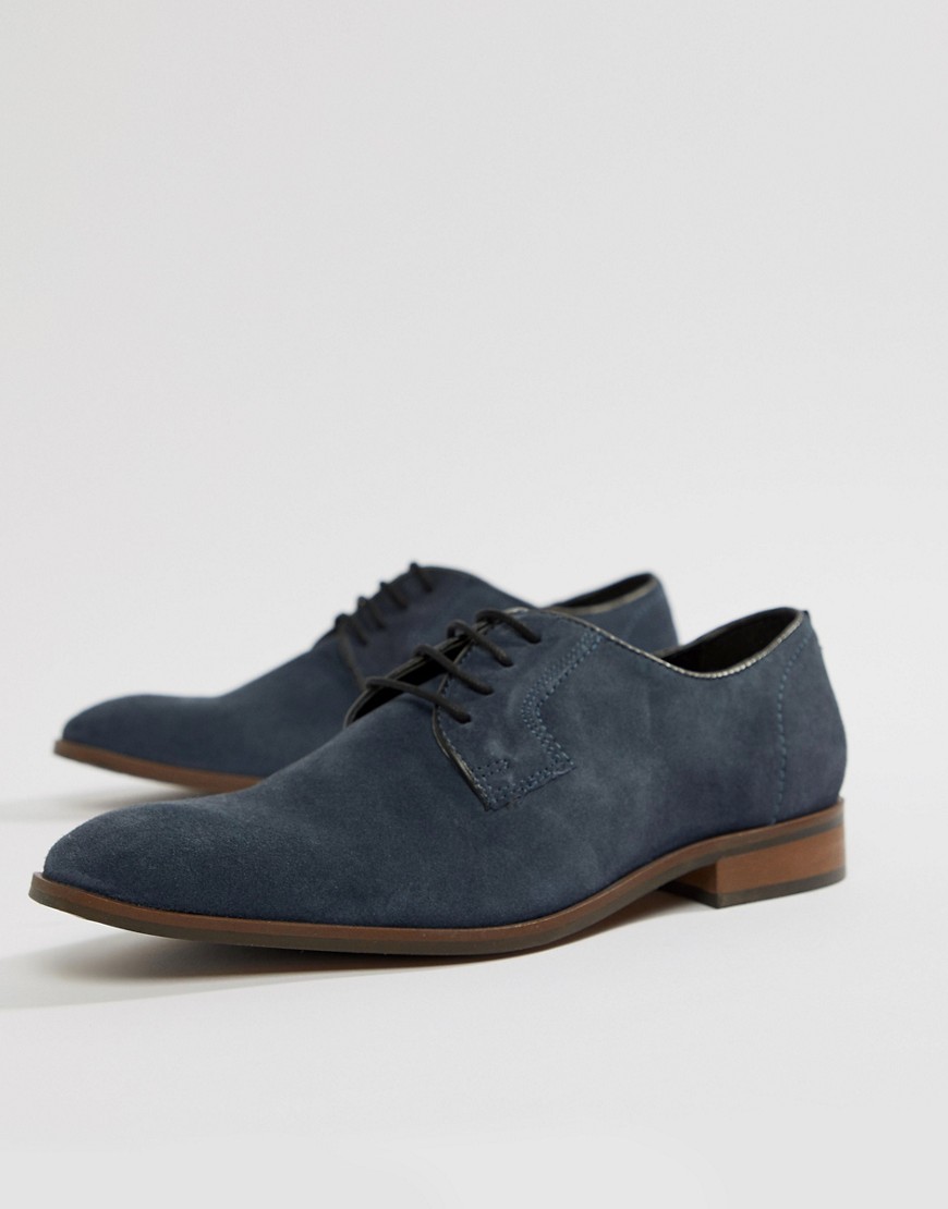 Dune Lace Up Suede Shoes In Navy Suede