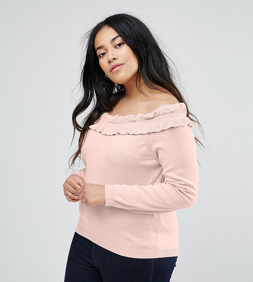 ASOS CURVE Jumper with Ruffle Off Shoulder