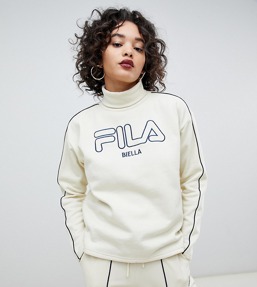 Fila high neck sweatshirt with front logo - Oyster white