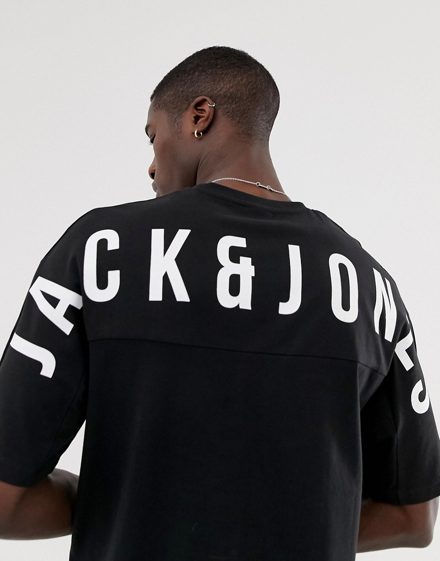 Jack & Jones Core embroidery logo t-shirt in black