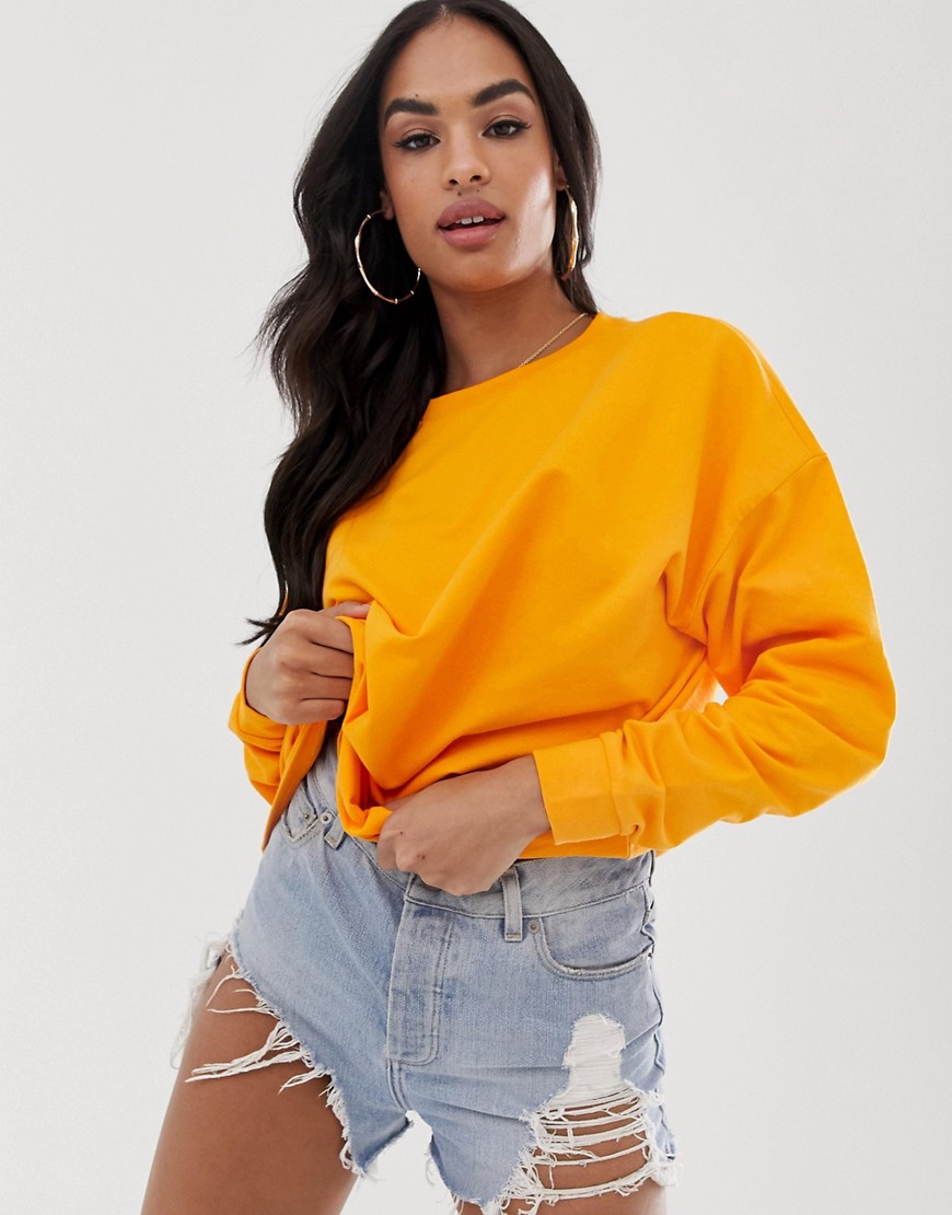 Asos Design Oversized Slouchy Lightweight Sweatshirt In Orange | ModeSens
