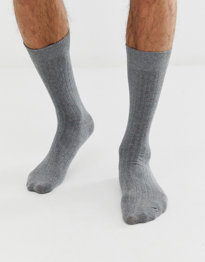 Selected Homme rib sock in grey