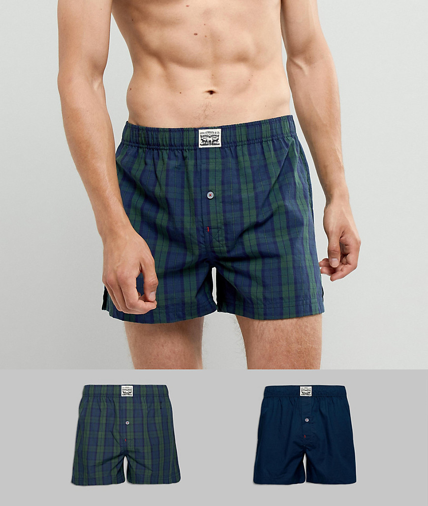 Levis Woven Boxers in 2 pack check - Green