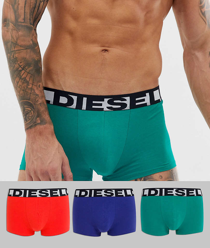Diesel 3 pack contrast waistband trunks in multi