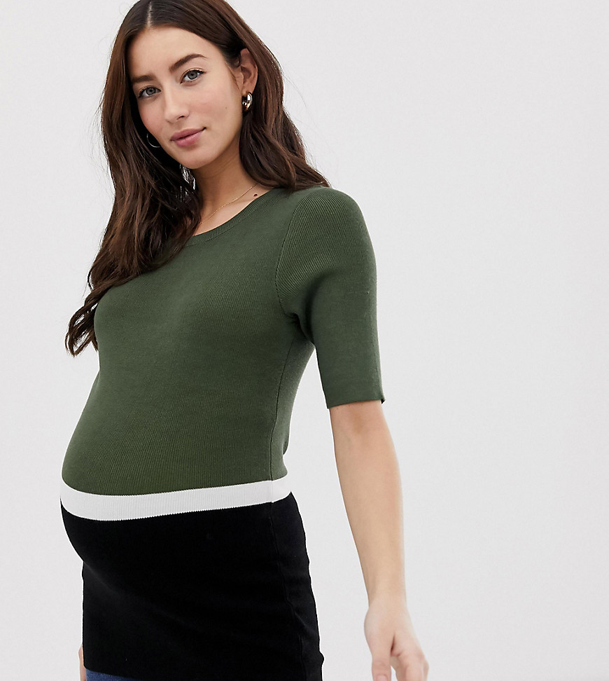 Mamalicious maternity colour block knitted top
