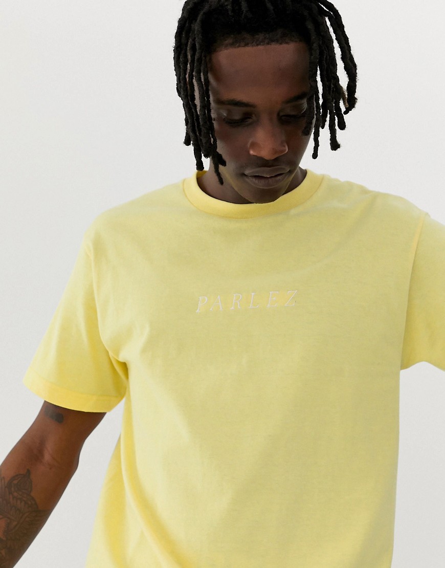 Parlez Port t-shirt with embroiderd chest logo in yelllow