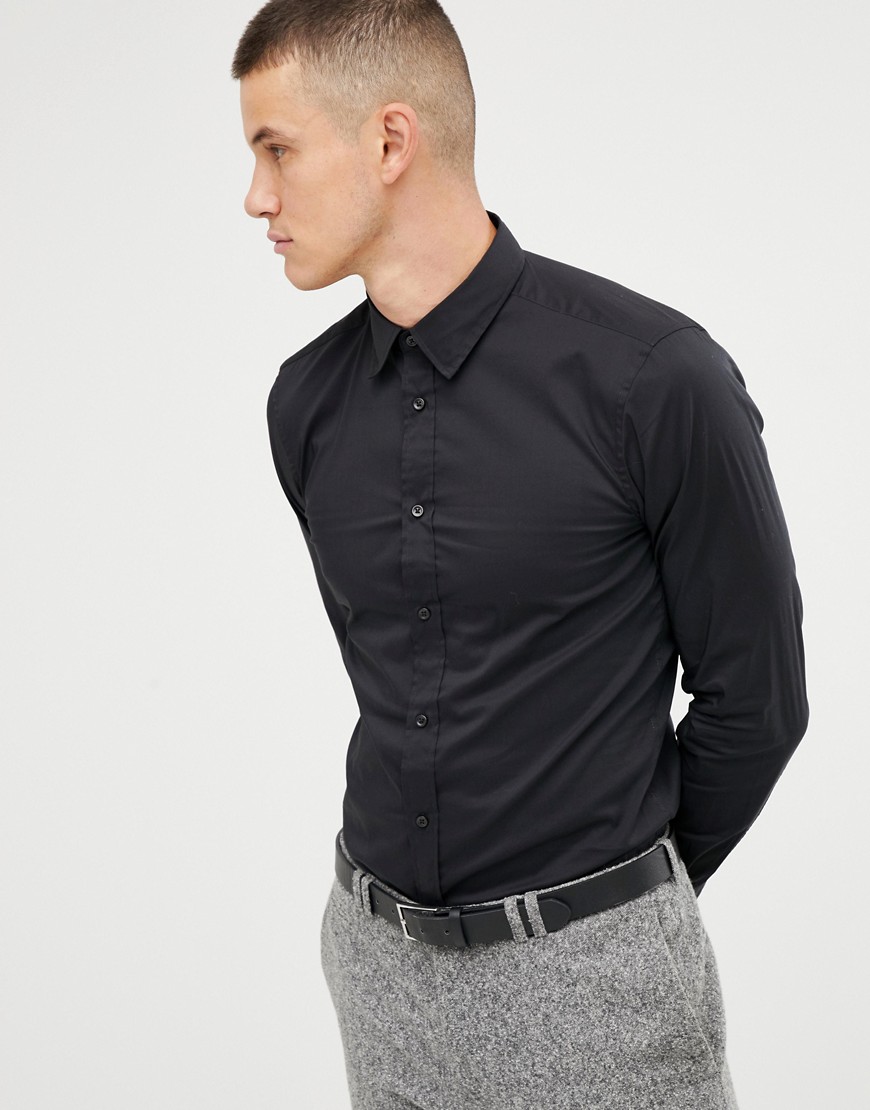 United Colors Of Benetton slim fit shirt with stretch in black