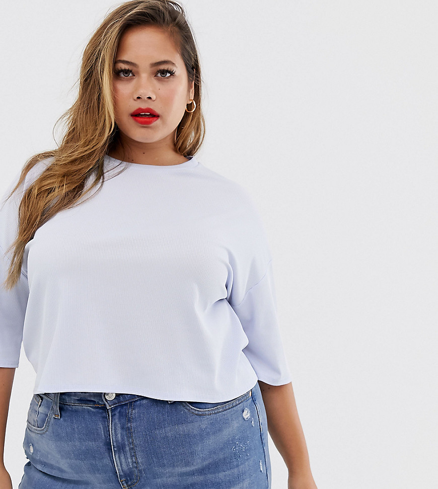 ASOS DESIGN Curve boxy t-shirt in rib in blue