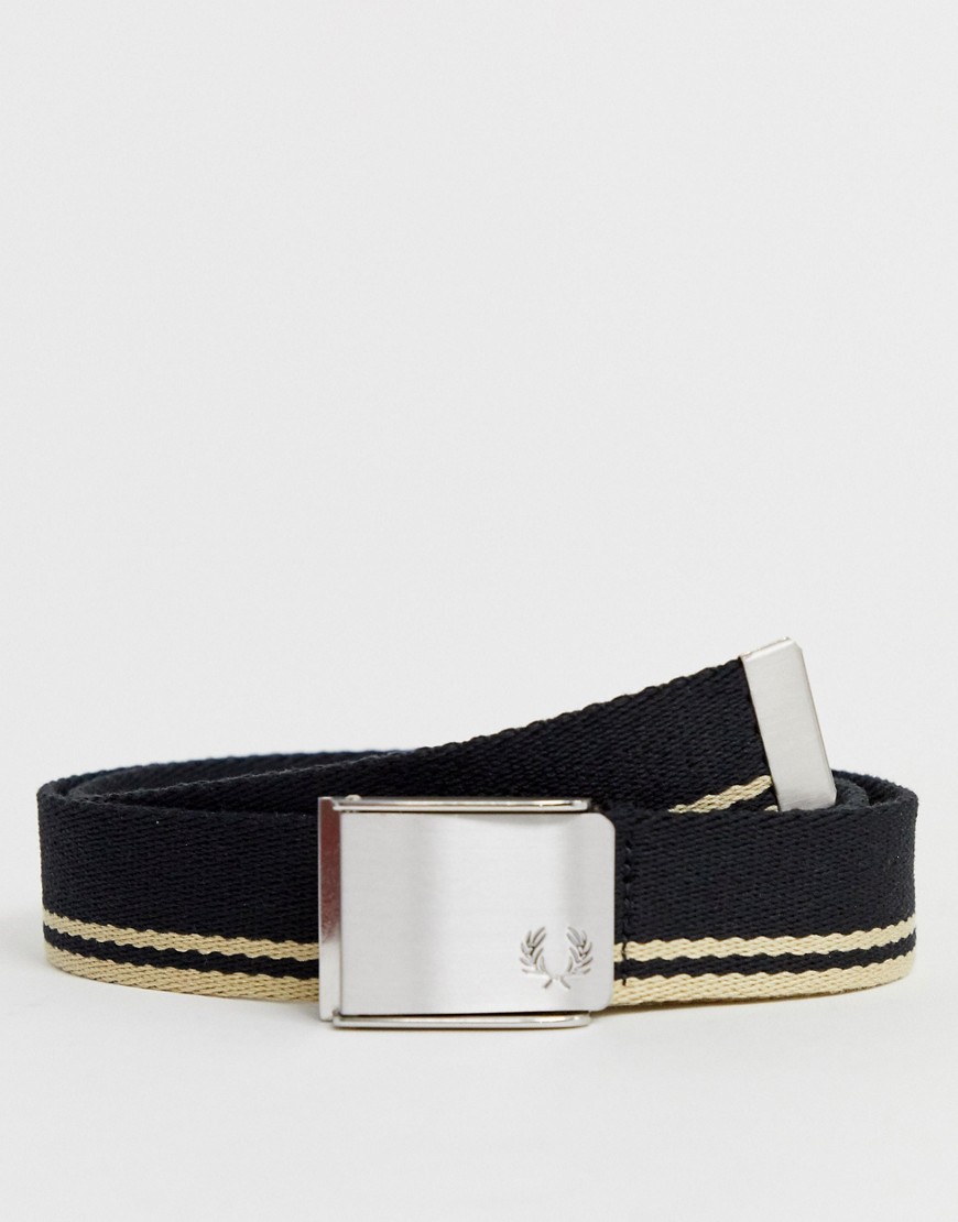 Fred Perry tipped webbing belt in black