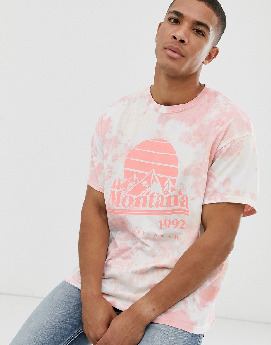 New Look Montana print washed t-shirt in pink