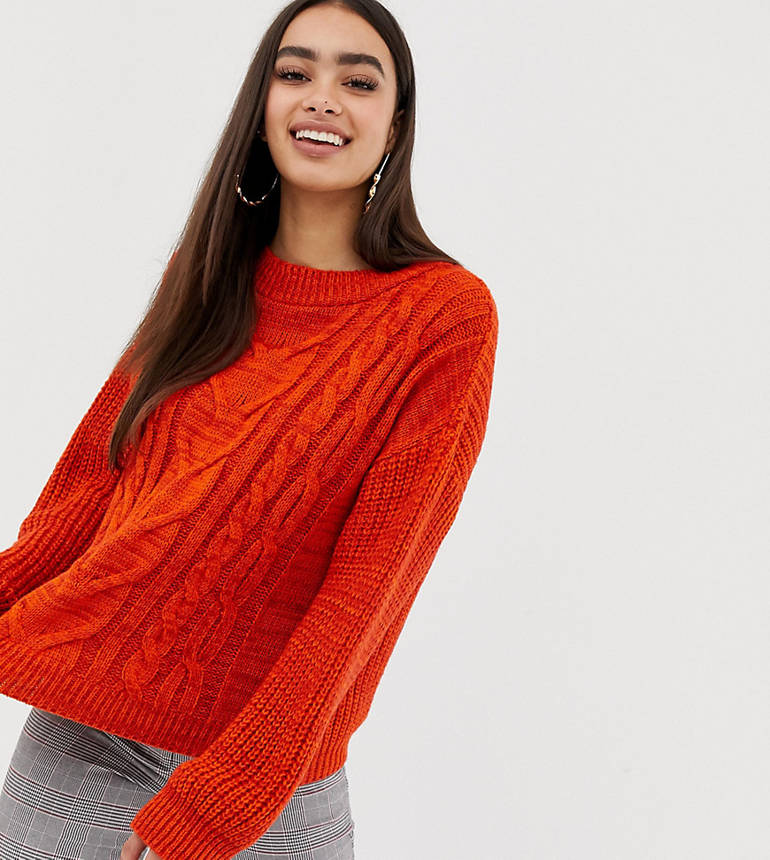 Missguided cable knit jumper in orange