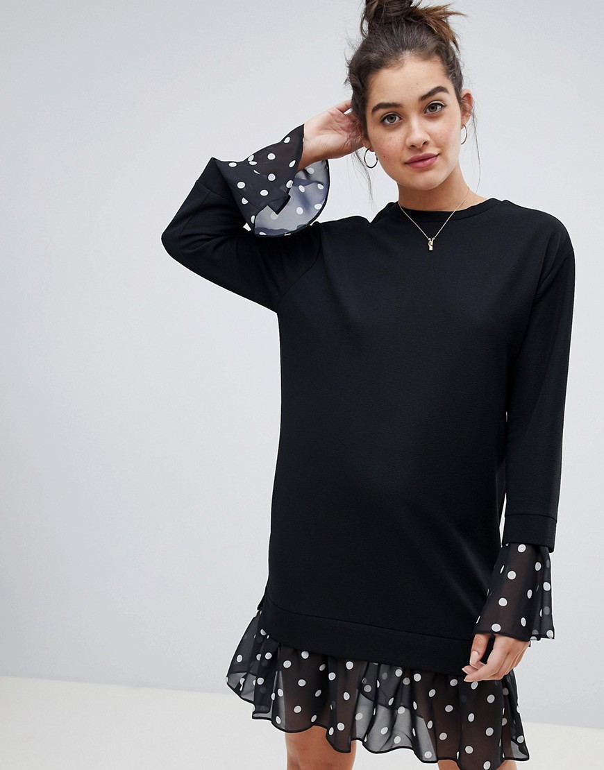 ASOS DESIGN 2 in 1 sweat dress with spot hem and cuff
