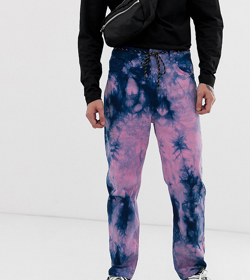 COLLUSION x005 straight leg jeans in pink tie dye
