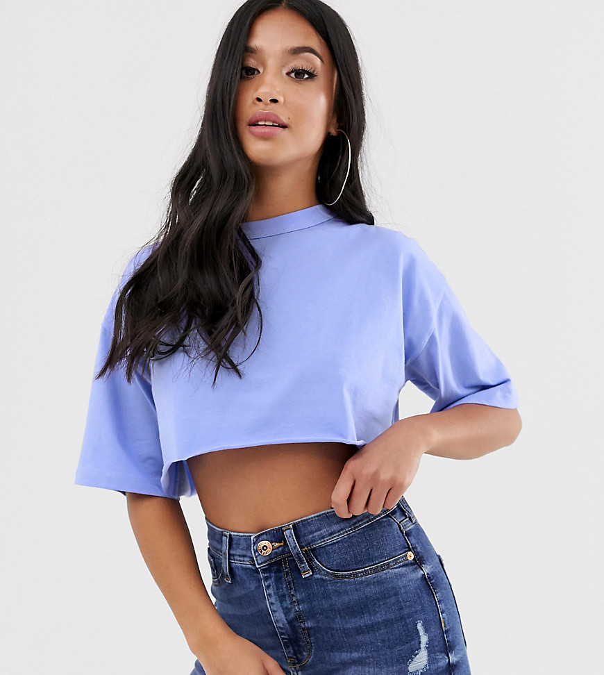 ASOS DESIGN Petite super crop t-shirt with raw edge in lilac