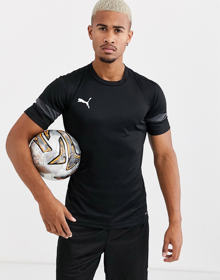 Puma Football short sleeve t-shirt in black with grey panels