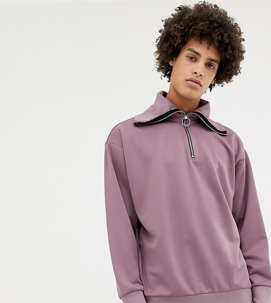 Noak half-zip funnel neck sweatshirt in lilac