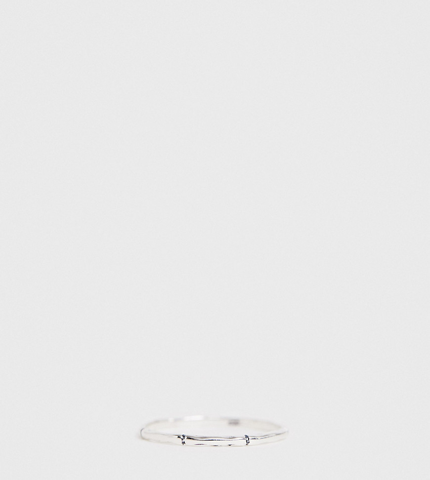 Asos Design Sterling Silver Ring With Etched Lines