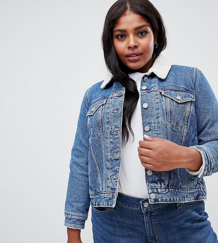Levis Plus trucker jacket with sherpa collar