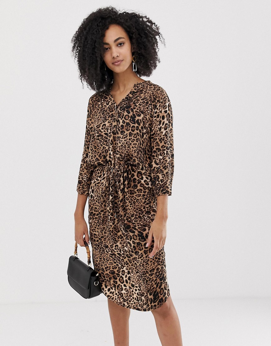 Soaked In Luxury leopard print shirt dress