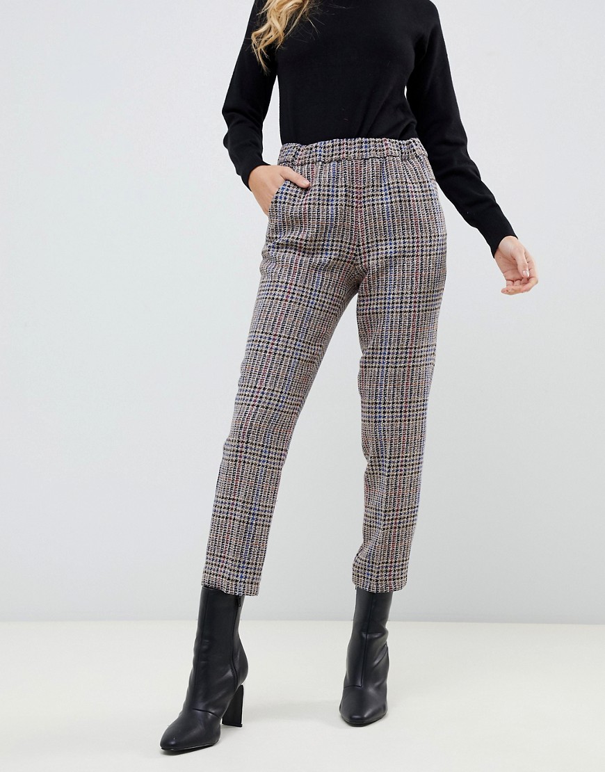 Sisley multi check tailored trouser - Brown multi