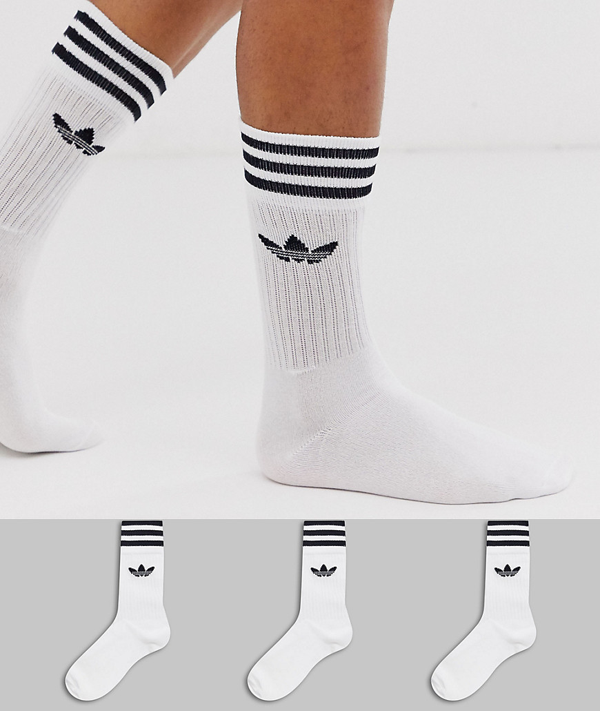 adidas Originals adicolor Trefoil 3 pack white socks