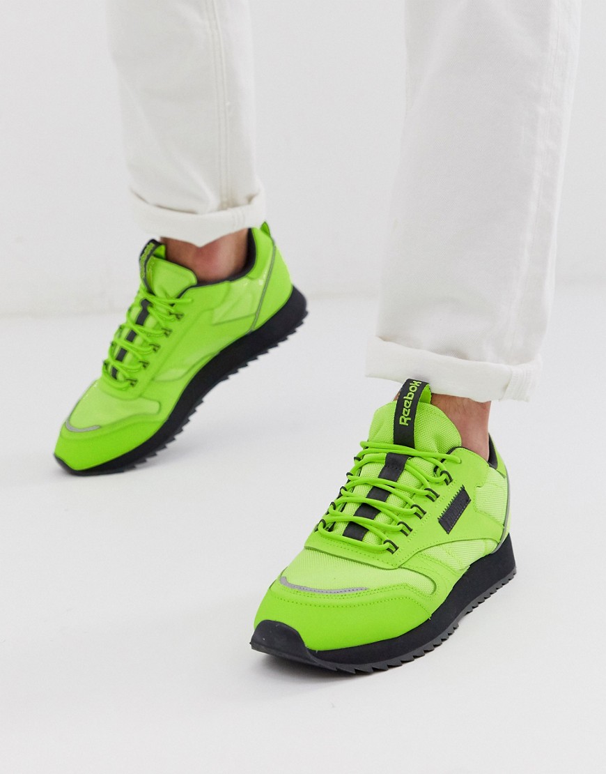 Reebok classic leather trainers trail edition green