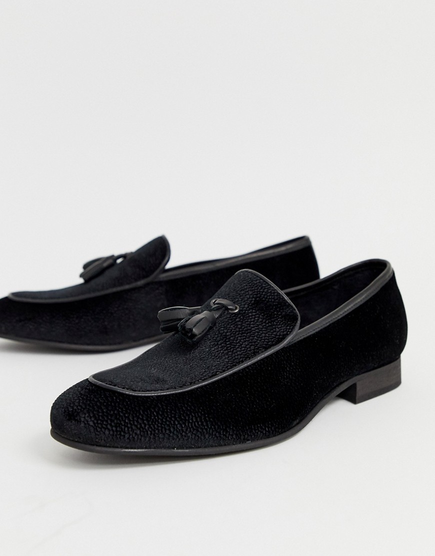 Zign tassel loafers in black velvet