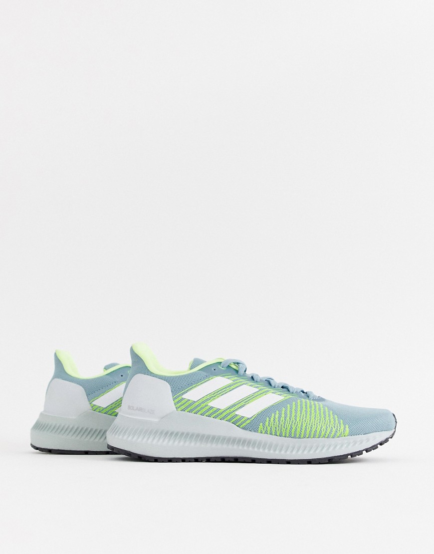 adidas Running Solar Slaze Trainers In Grey And Lime