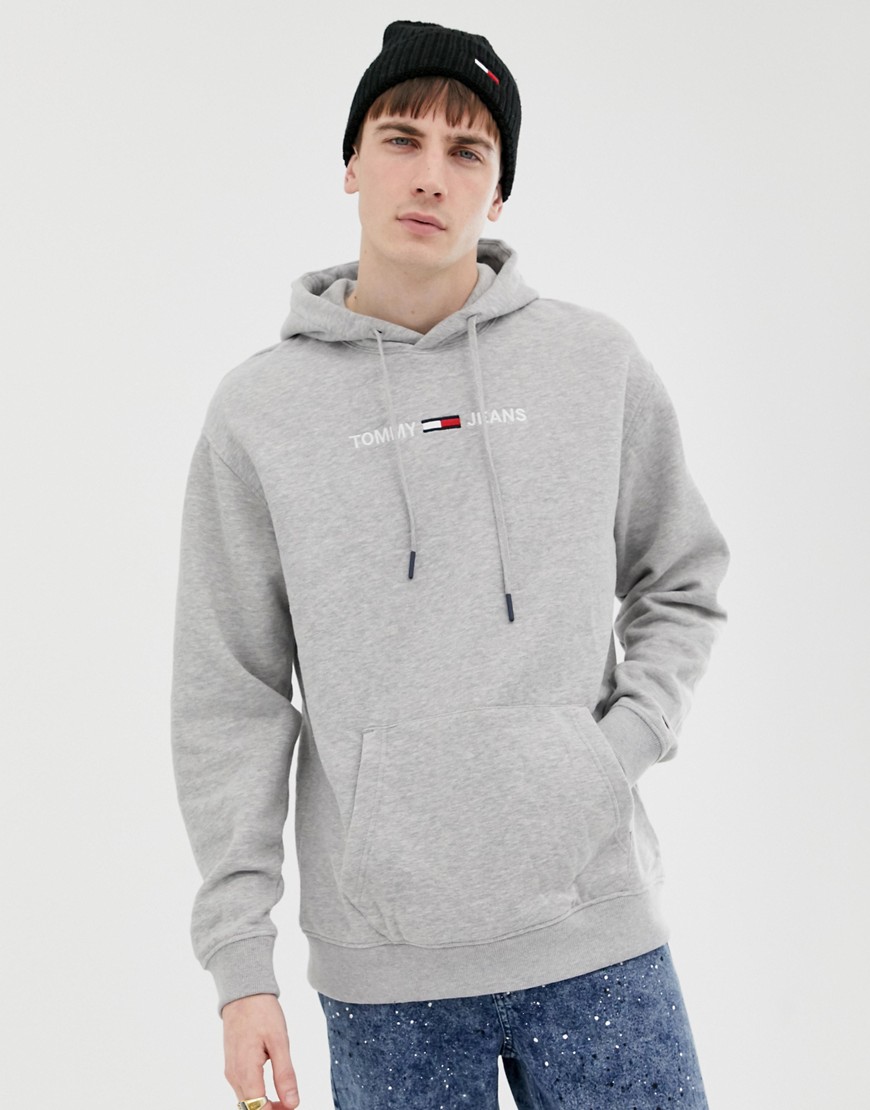 Tommy Jeans relaxed fit hoodie with small chest logo in light grey