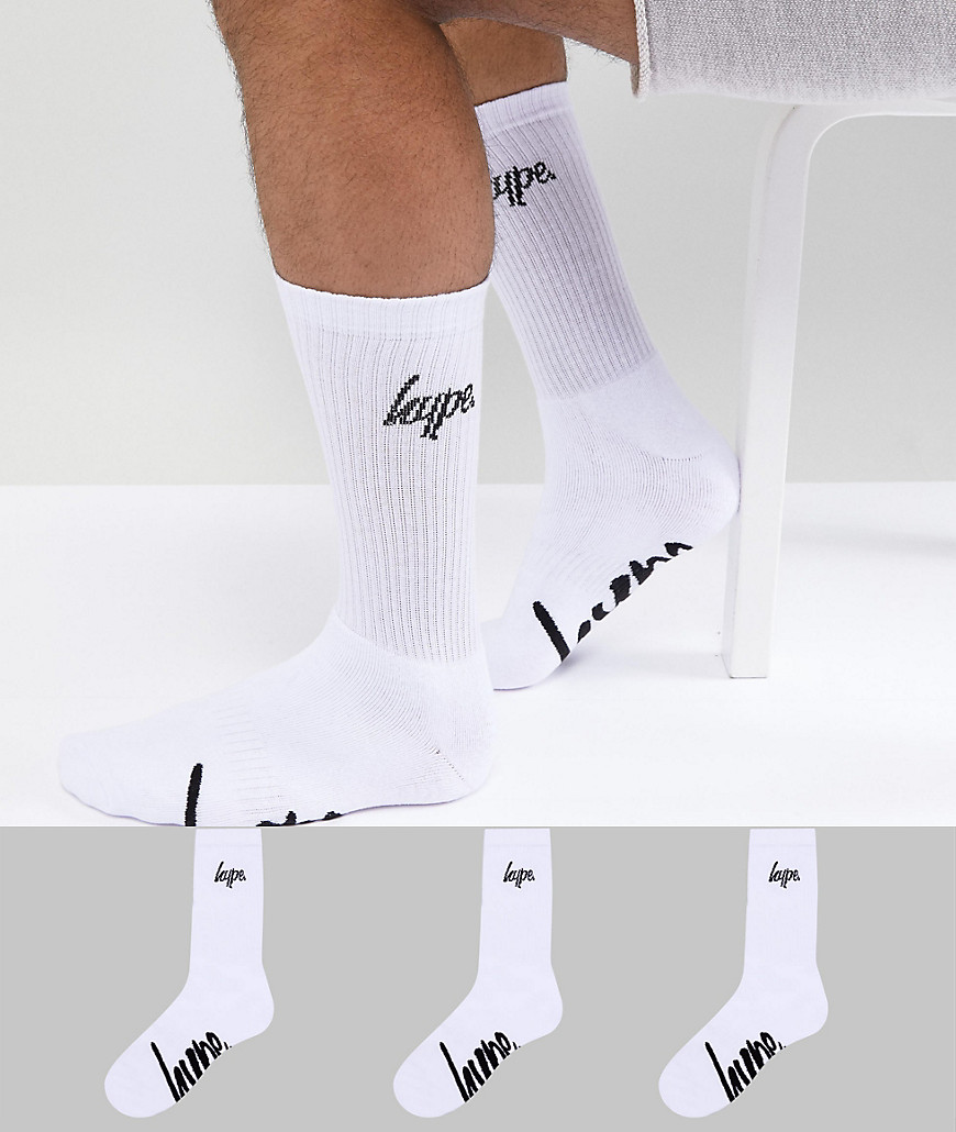Hype 3 Pack Sports Socks In White - White