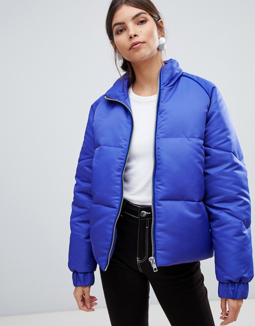Y.A.S zip through padded jacket with velvet trim