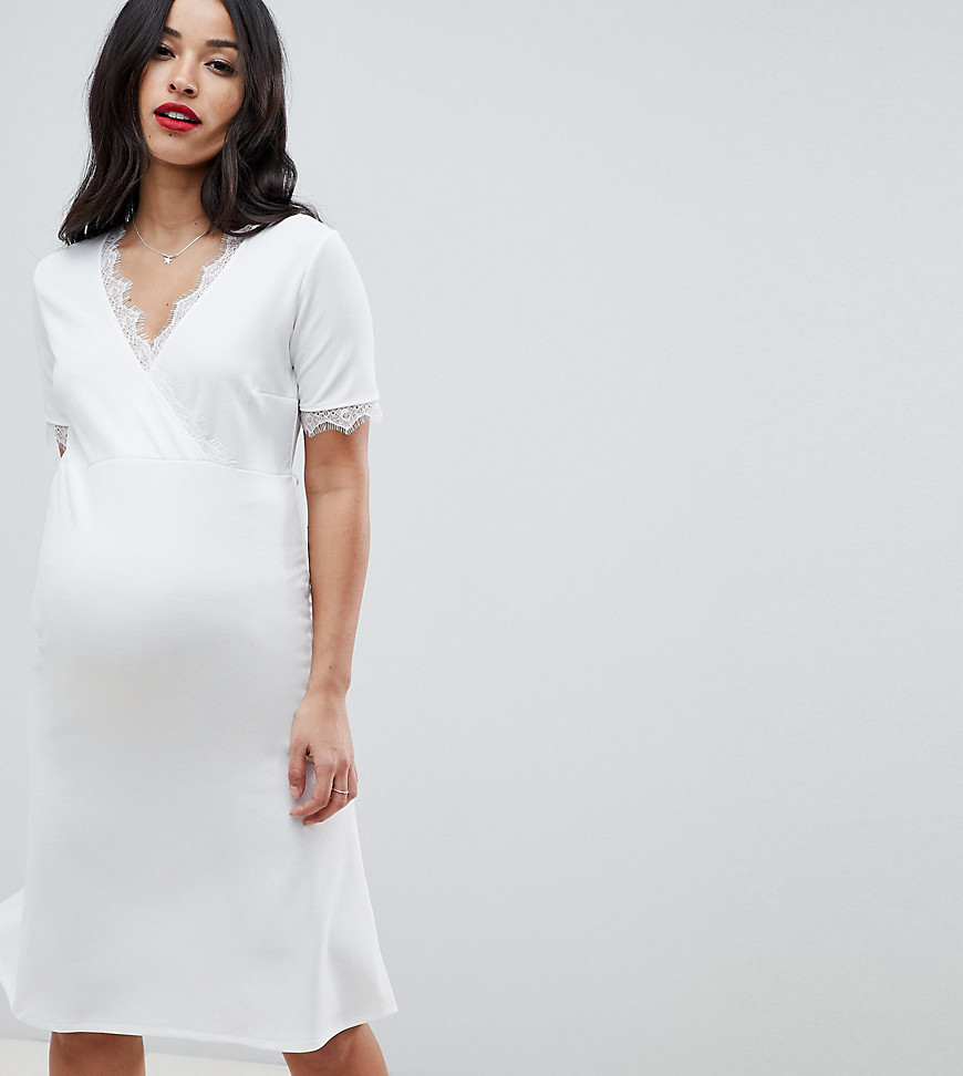 Bluebelle Maternity wrap dress with lace detail