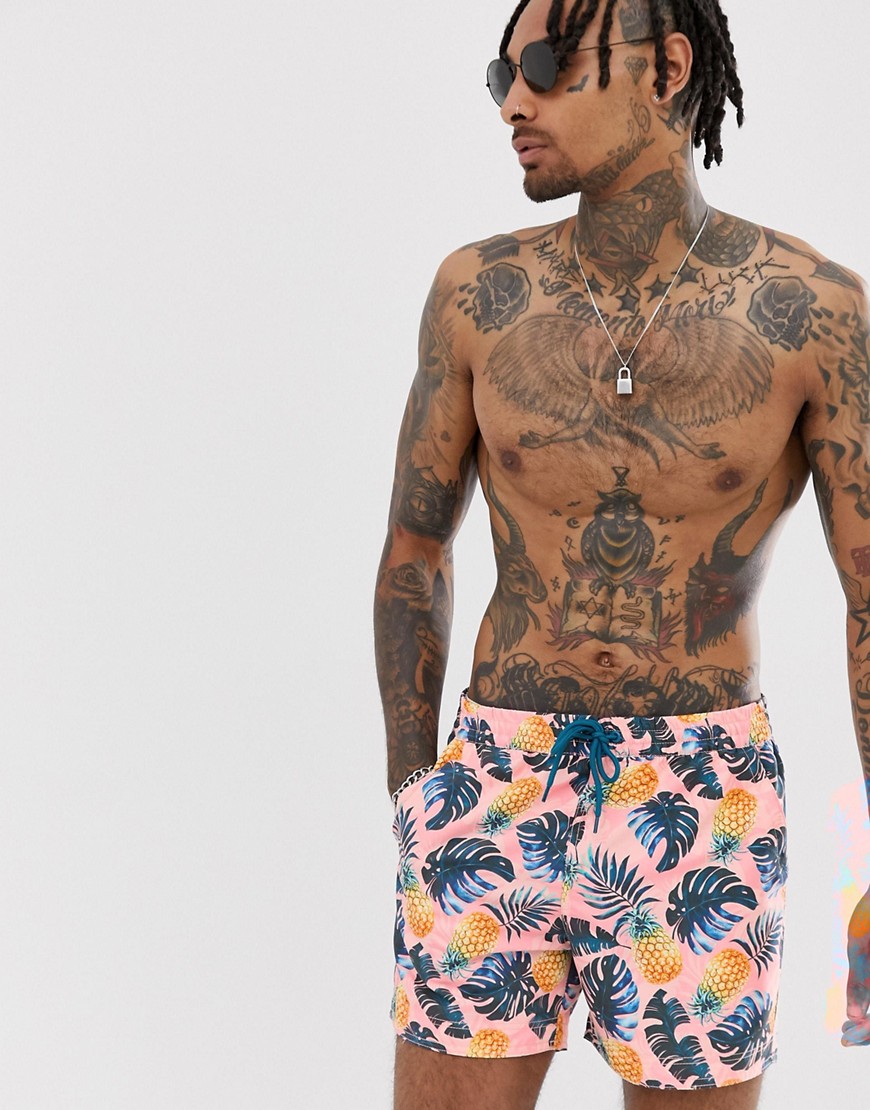 South Beach multi leaf print shorts with elasticated waist