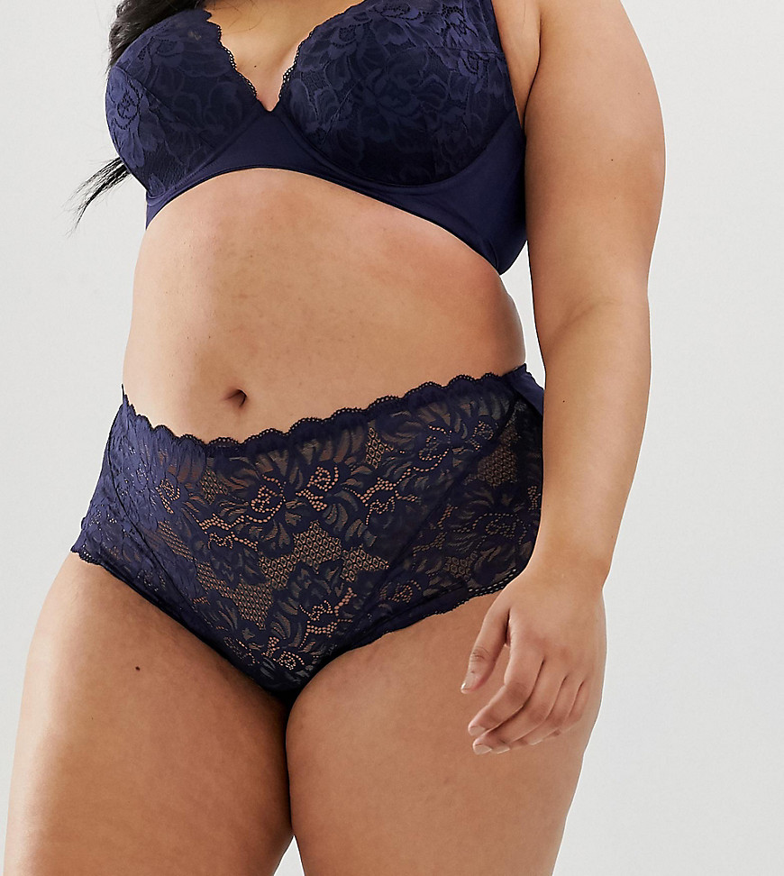 City Chic Jude lace shorty brief in navy