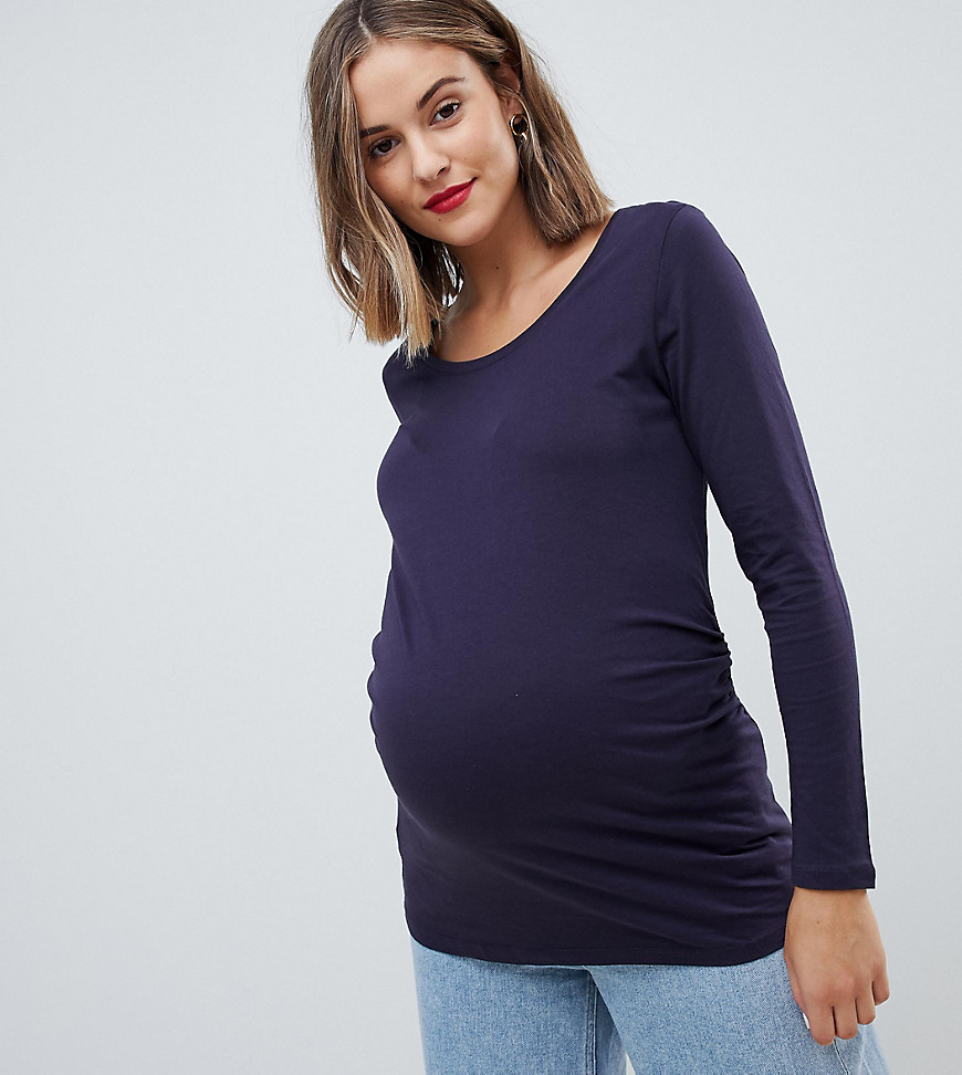 New Look Maternity long sleeve top in navy