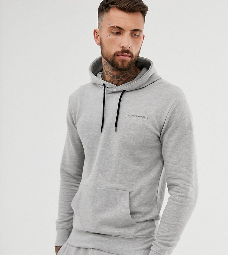 Good For Nothing muscle fit hoodie in grey with logo