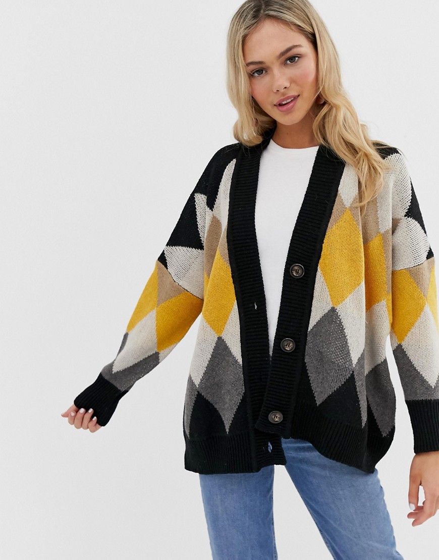 QED London cardigan in argyle knit