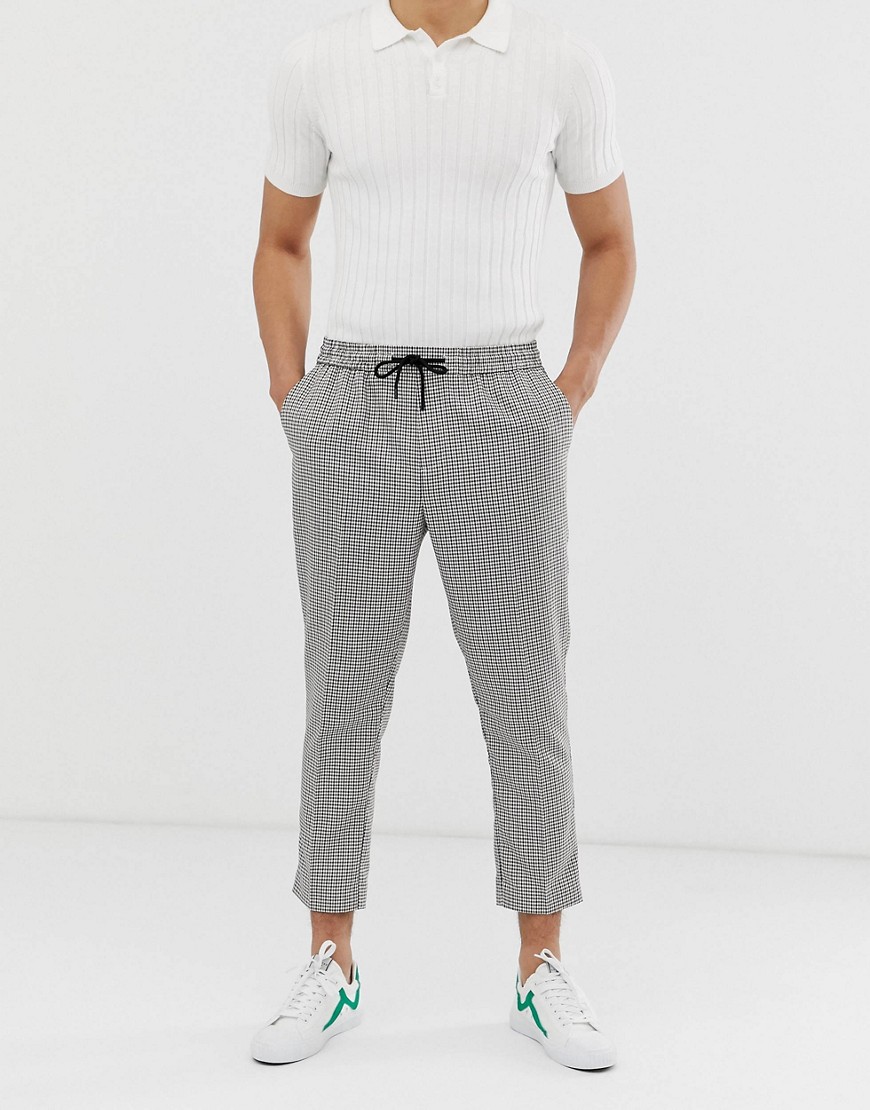 New Look gingham trousers in stone