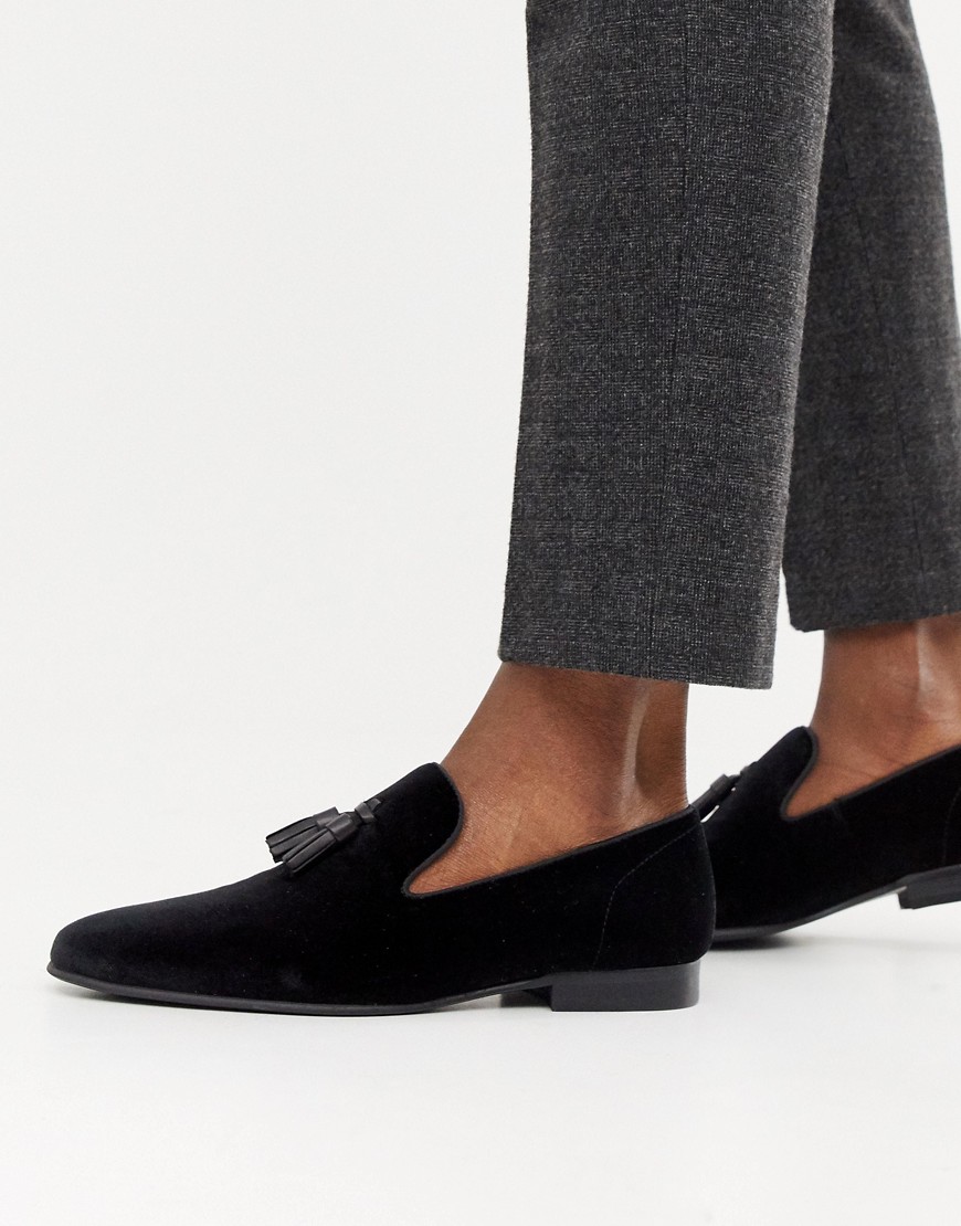 Office Imperial tassel loafers in black velvet